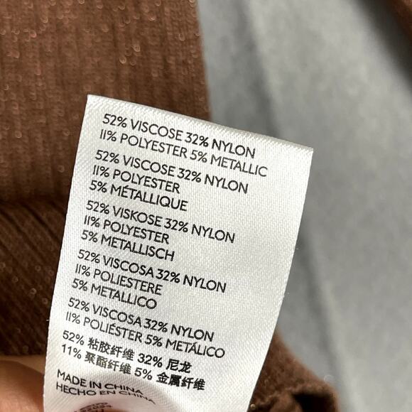 Anthropologie Maeve Thea Sweater Womens Large Brown Metallic Ribbed V Neck - Picture 11 of 16